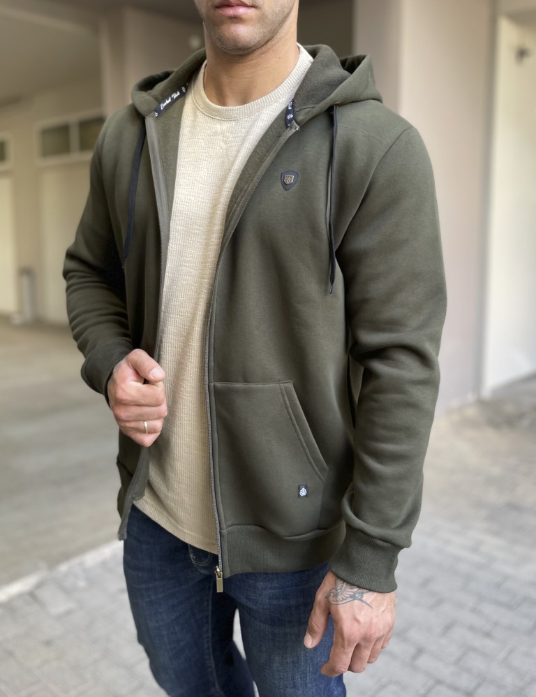 Everbest ανδρική Plus Size χακί ζακέτα φούτερ 251010X φωτογραφία